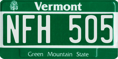 VT license plate NFH505