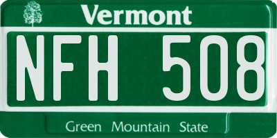 VT license plate NFH508