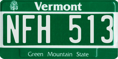VT license plate NFH513
