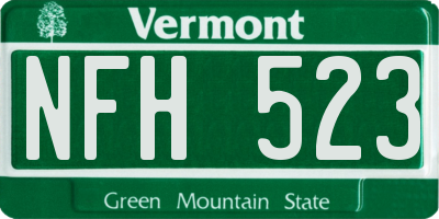 VT license plate NFH523