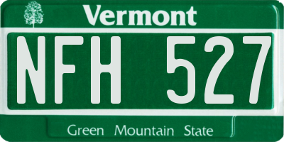 VT license plate NFH527