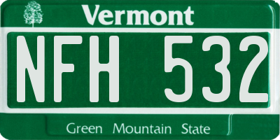 VT license plate NFH532