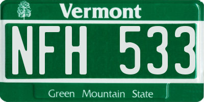 VT license plate NFH533