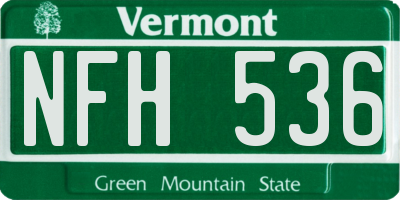 VT license plate NFH536