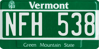 VT license plate NFH538