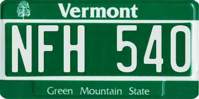 VT license plate NFH540