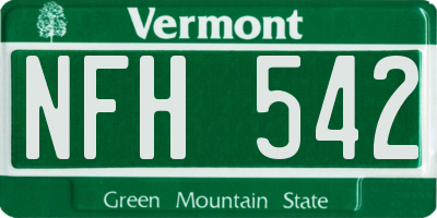 VT license plate NFH542