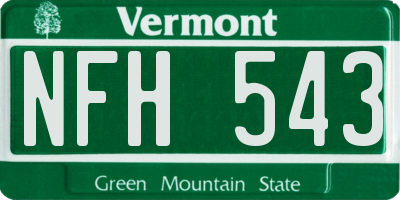 VT license plate NFH543