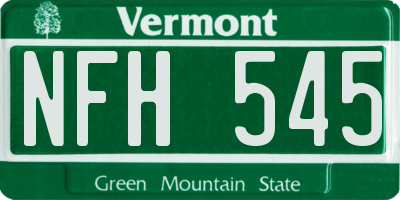 VT license plate NFH545