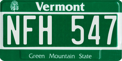 VT license plate NFH547