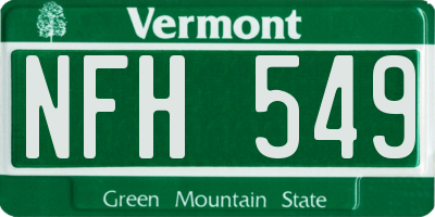 VT license plate NFH549