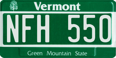 VT license plate NFH550