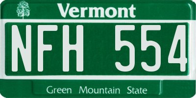 VT license plate NFH554