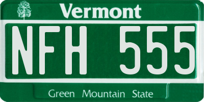VT license plate NFH555