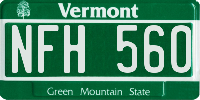VT license plate NFH560