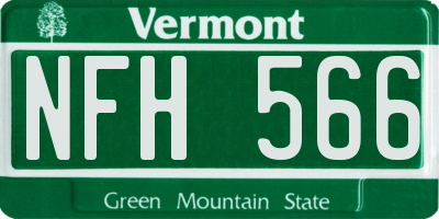 VT license plate NFH566