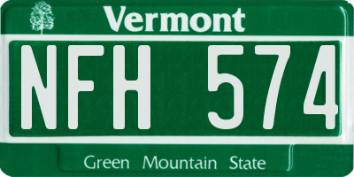 VT license plate NFH574