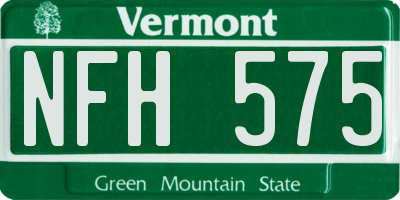 VT license plate NFH575