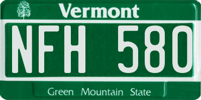 VT license plate NFH580