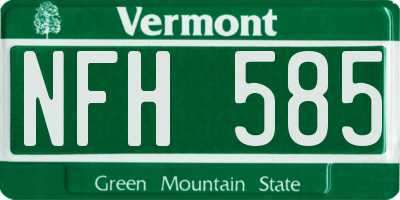 VT license plate NFH585