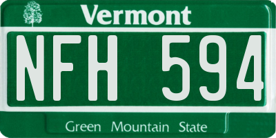 VT license plate NFH594