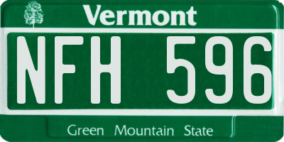 VT license plate NFH596