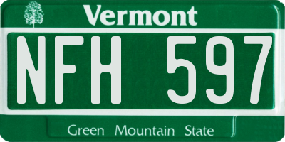 VT license plate NFH597