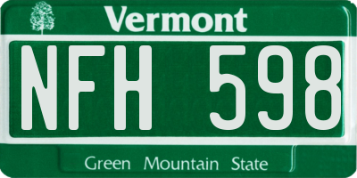 VT license plate NFH598