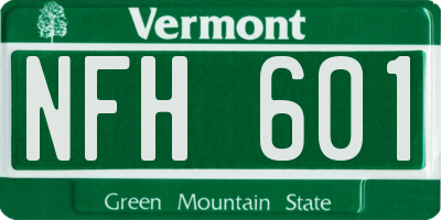VT license plate NFH601