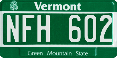 VT license plate NFH602