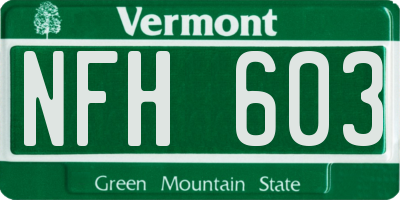 VT license plate NFH603