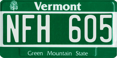 VT license plate NFH605