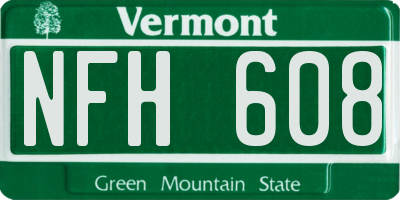 VT license plate NFH608