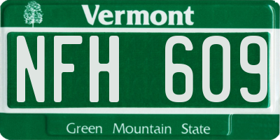 VT license plate NFH609