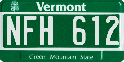 VT license plate NFH612