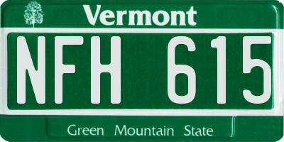 VT license plate NFH615