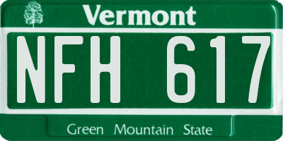 VT license plate NFH617
