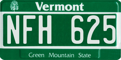 VT license plate NFH625