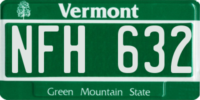 VT license plate NFH632