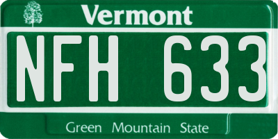 VT license plate NFH633