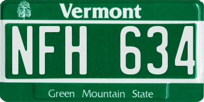 VT license plate NFH634