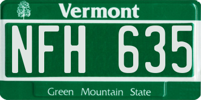 VT license plate NFH635