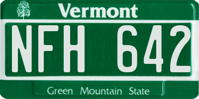 VT license plate NFH642