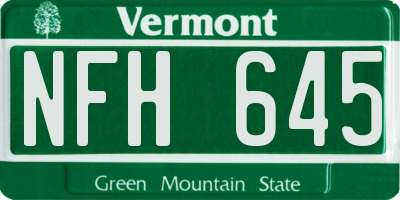 VT license plate NFH645