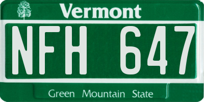 VT license plate NFH647