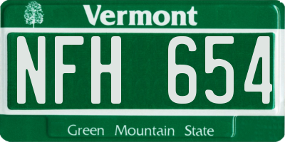 VT license plate NFH654