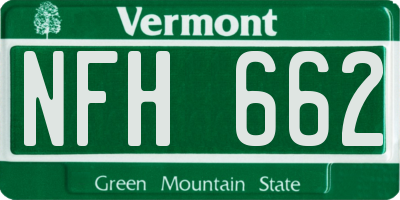 VT license plate NFH662