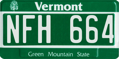 VT license plate NFH664