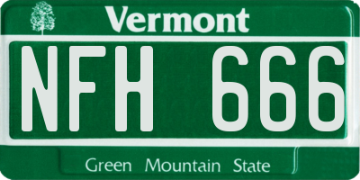 VT license plate NFH666