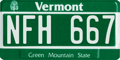 VT license plate NFH667